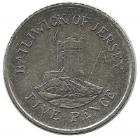 Крепость Сеймор. Монета 5 пенсов. 2008 год, Джерси. UNC.