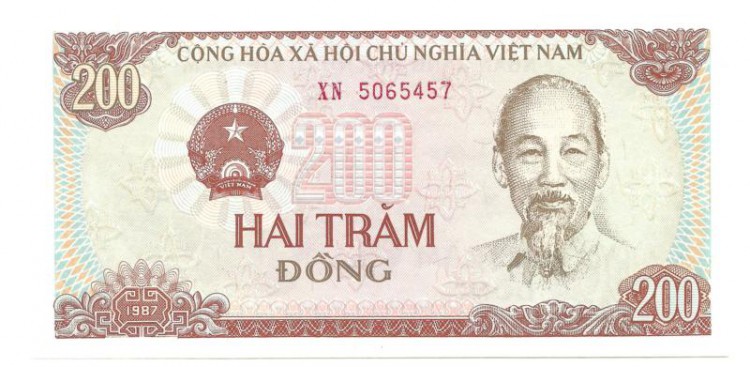 Банкнота 200 донг. 1987 год. Вьетнам. UNC. 