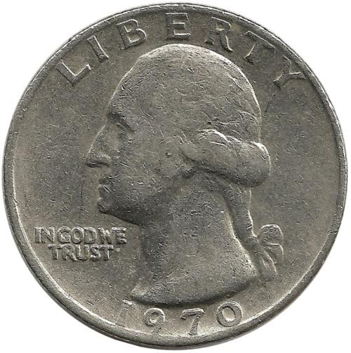 Вашингтон. Монета 25 центов. 1970 год, Филадельфия, США.