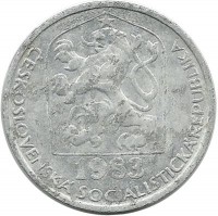 Монета 10 геллеров. 1983 год, Чехословакия.  