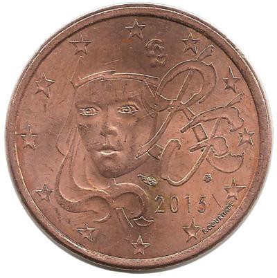 Франция. Монета 5 центов. 2015 год.