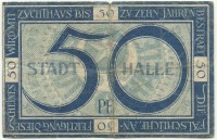  Нотгельд 50 пфеннигов 1920 год, Галле, (der Stadt Halle ). Без литеры. С серийным номером. (Дата 1 мая 1920 г.), Германия.