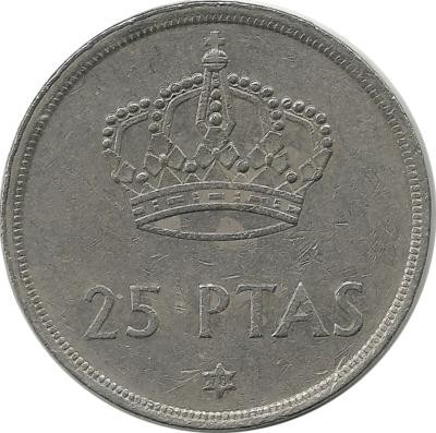 Монета 25 песет, 1975 год. (1978 год). Испания.  