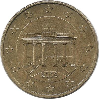 Монета 10 центов. 2003 год (А), Германия.  