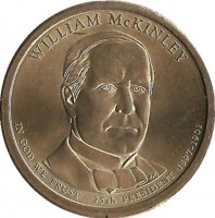 Уильям Мак-Кинли (1897–1901), 25-президент США , 1 доллар , 2013г. Монетный двор (P)