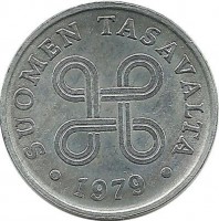Монета 1 пенни. 1979 год, Финляндия.