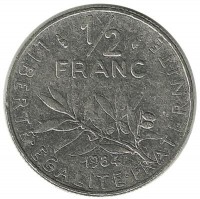 1/2 франка.  1984 год, Франция.