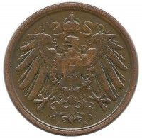 Монета 2 пфенниг 1908 год (А), Германская империя.