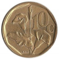 Зантедеския (цветы)  Монета 10 центов. 1992 год, Южная Африка.