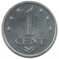 Монета 1 цент. 1980 год, Нидерландские Антильские острова. UNC.