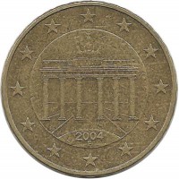 Монета 10 центов. 2004 год (F), Германия.  