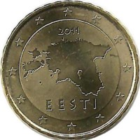 Монета 10 центов, 2011 год, Эстония. UNC.
