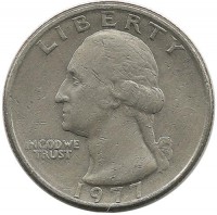 Вашингтон. Монета 25 центов. 1977 год, Филадельфия, США.