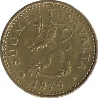 Монета 10 пенни.1975 год, Финляндия.