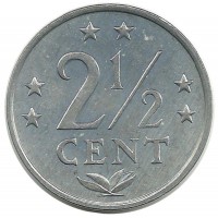 Монета 2,5 цента. 1982 год, Нидерландские Антильские острова. UNC.
