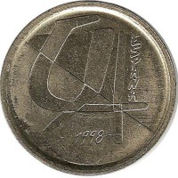 Монета 5 песет, 1998 год. Испания.
