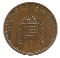 Монета 1 новый пенни 1976г. Великобритания.