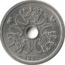 Монета 1 крона. 1992 год, Дания.   