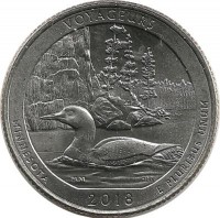Национальный парк Вояджерс (Voyageurs). Монета 25 центов (квотер), (D). 2018 год, США. UNC