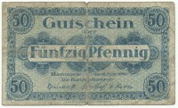 Нотгельд 50 пфеннигов 1920 год Ганновер (Hannover), Литера G. С серийным номером. (Дата 15 марта 1920 г.), Германия. 