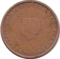 Нидерланды. Монета 2 цента. 2001 год. 