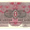 Австрия. Банкнота 1 крона. 1916 год.  С надпечаткой. UNC.   