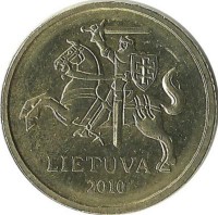 Монета 10 центов, 2010 год, Литва