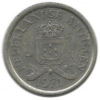 Монета 10 центов. 1971 год, Нидерландские Антильские острова. UNC.