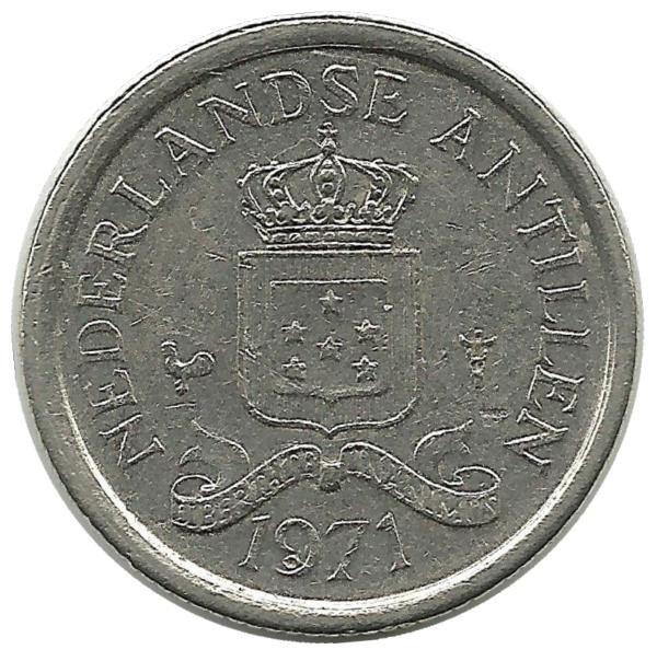 Монета 10 центов. 1971 год, Нидерландские Антильские острова. UNC.