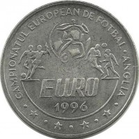 Чемпионат Европы по футболу 1996. Монета 10 лей. 1996 год, Румыния. BU.