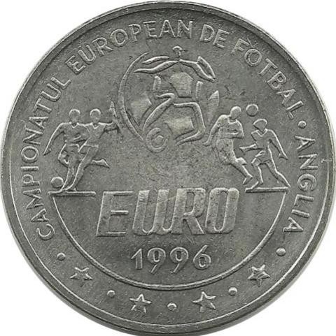Чемпионат Европы по футболу 1996. Монета 10 лей. 1996 год, Румыния. BU.