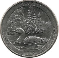 Национальный парк Вояджерс (Voyageurs). Монета 25 центов (квотер), (P). 2018 год, США. UNC.