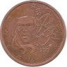 Франция. Монета 2 цента. 1999 год.  