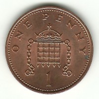 Монета 1 пенни 1985г. Великобритания.