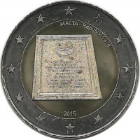Провозглашение республики. Монета 2 евро. 2015 год, Мальта. UNC.