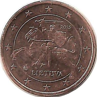 Монета 1 цент, 2015 год, Литва. UNC.