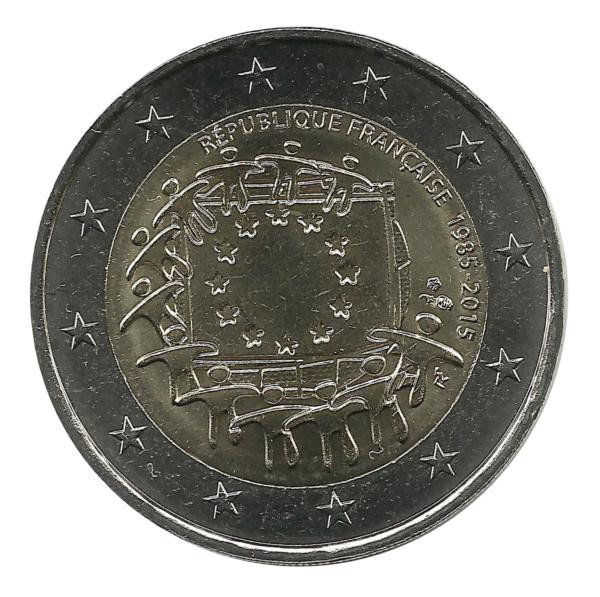30 лет Флагу Европы. Монета 2 евро , 2015 год, Франция. UNC.