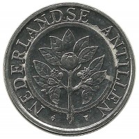 Монета 10 центов. 1990 год, Нидерландские Антильские острова. UNC.