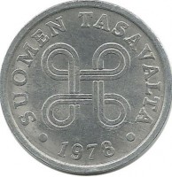 Монета 5 пенни.1978 год, Финляндия.