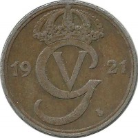 Монета 25 эре. 1921 год, Швеция. (W).