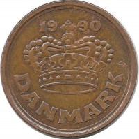 Монета 50 эре. 1990 год, Дания.