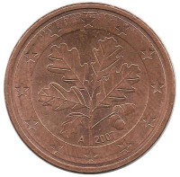 Монета 5 центов. 2007 год (А), Германия.