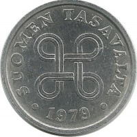 Монета 5 пенни.1979 год, Финляндия.