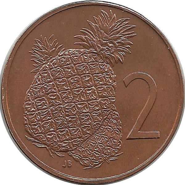 Ананас. Монета 2 цента 1973 г. Острова Кука. UNC.