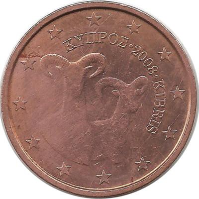 Кипр. Муфлоны. Монета 2 цента. 2008 год.  