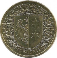 Любушское воеводство. Монета 2 злотых, 2004 год, Польша.