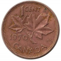 Монета 1 цент, 1970 год, Канада.