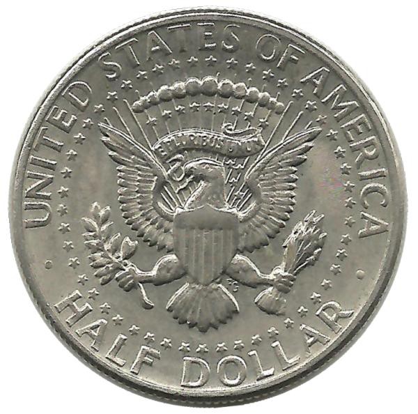 Монета 1/2 доллара. 1971 год (P)- Монетный двор Филадельфия. США.  (без отметки монетного двора)  