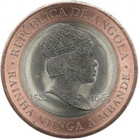 351 год со дня смерти королевы Нийнги Мбанди. Монета 20 кванза. 2014 год, Ангола. UNC.