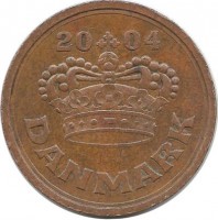 Монета 50 эре. 2004 год, Дания.  